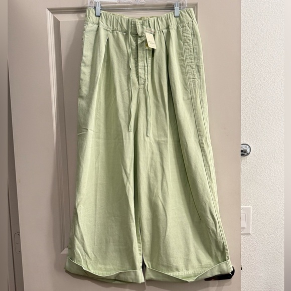 NWT Free People Light Green Wide-Leg Pants - Picture 2 of 5